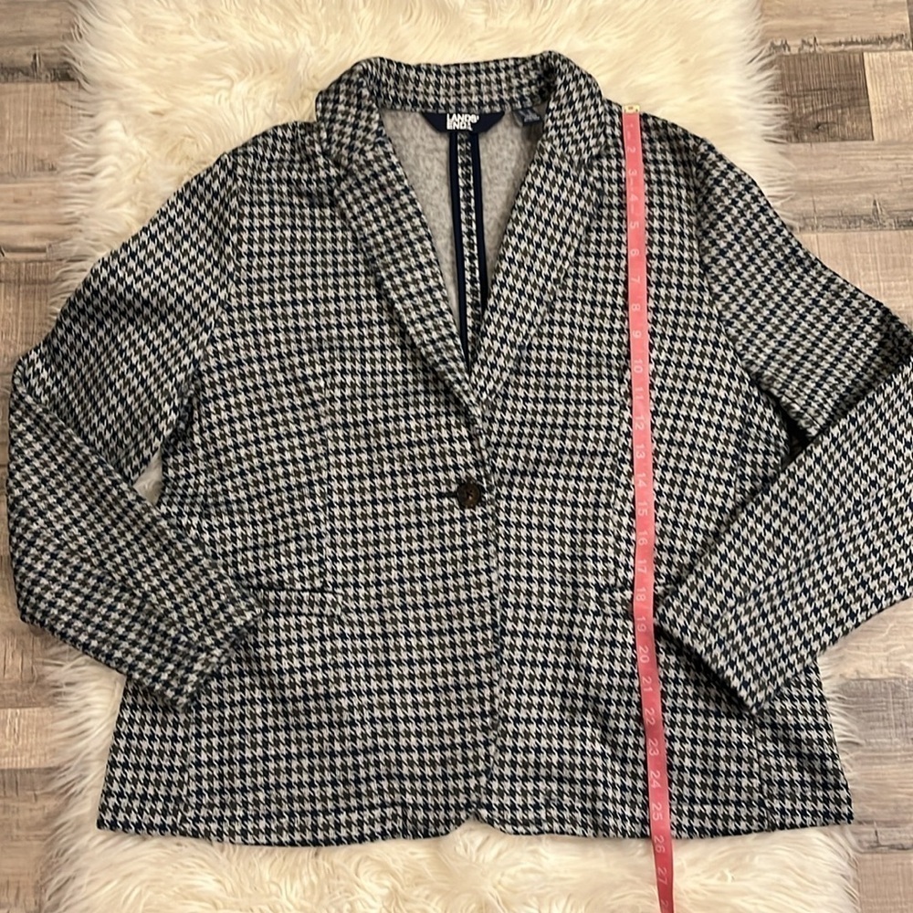 NWOT Lands’ End sweater fleece one button houndstooth blazer jacket XL - Picture 9 of 11